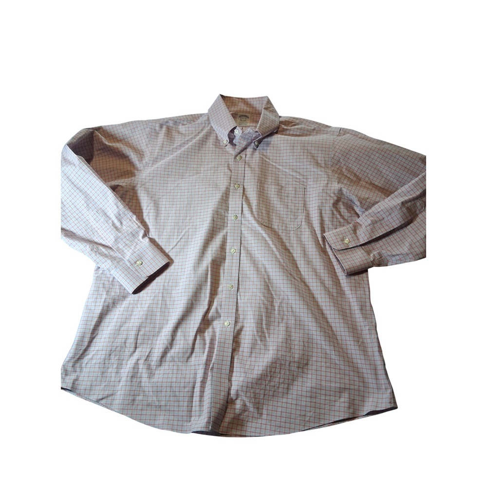 Brooks Brothers Regent Fit Non-Iron Supima Cotton Shirt 17.5-35 Red Blue Check